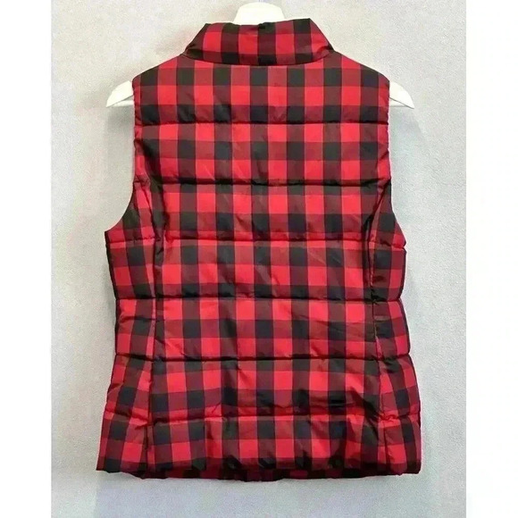 Ruffhewn Woman's Petite Medium Red &‎ Black Buffalo Plaid Puffer Vest Jacket - Picture 2 of 7